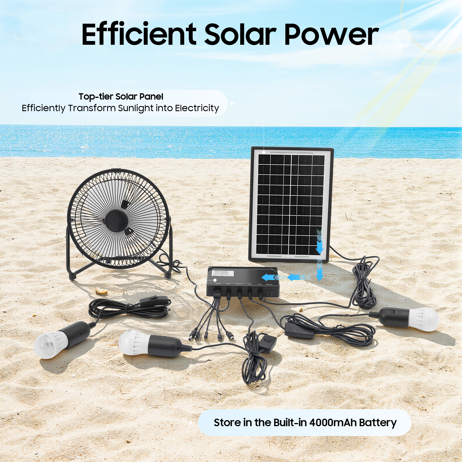 Renewable Energy House - 100-240V Solar Fan And Lamp Kit,