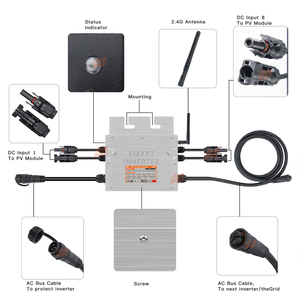 700W Portable Solar Grid Tie S - Grid Tie Micro Inverter recension och pris